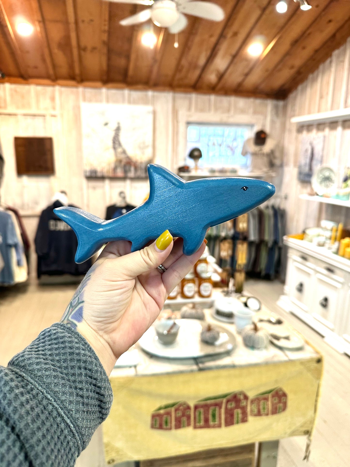 Hand Painted Wooden Shark