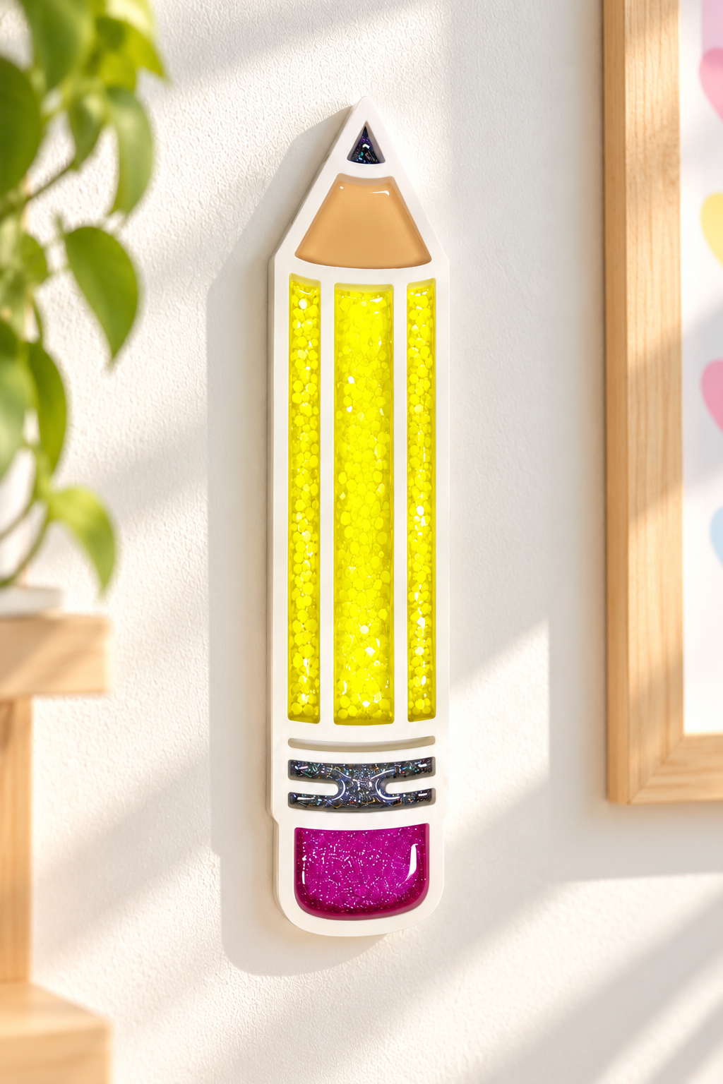 Handmade Glitter Pencil Wall Art | Teacher Gift & Classroom Decor