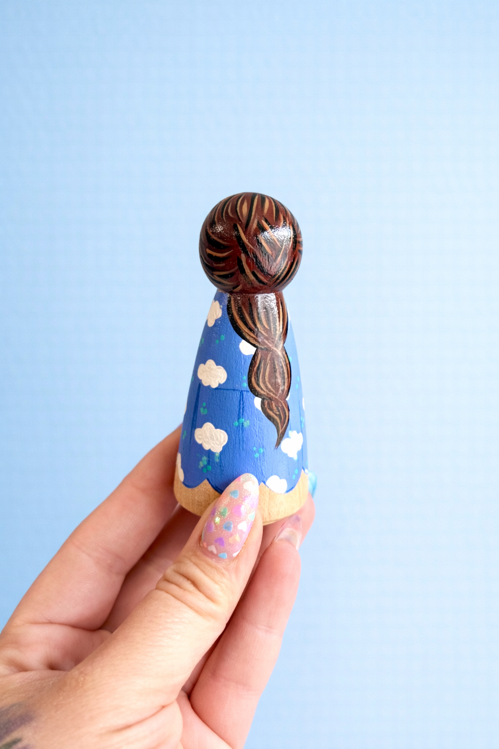 Cloudy Dress Peg Doll