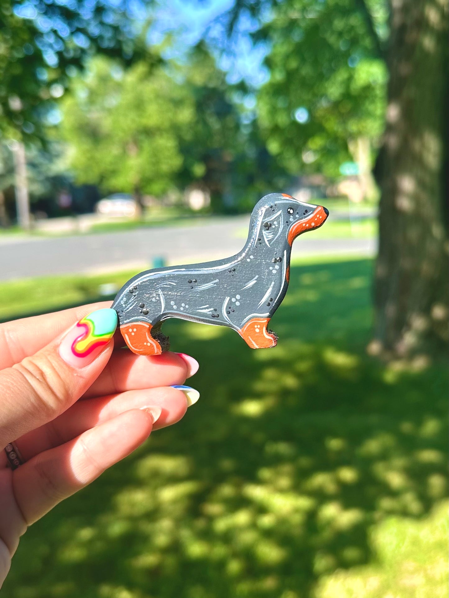 Hand Painted Wooden Dachshund-Black & Tan