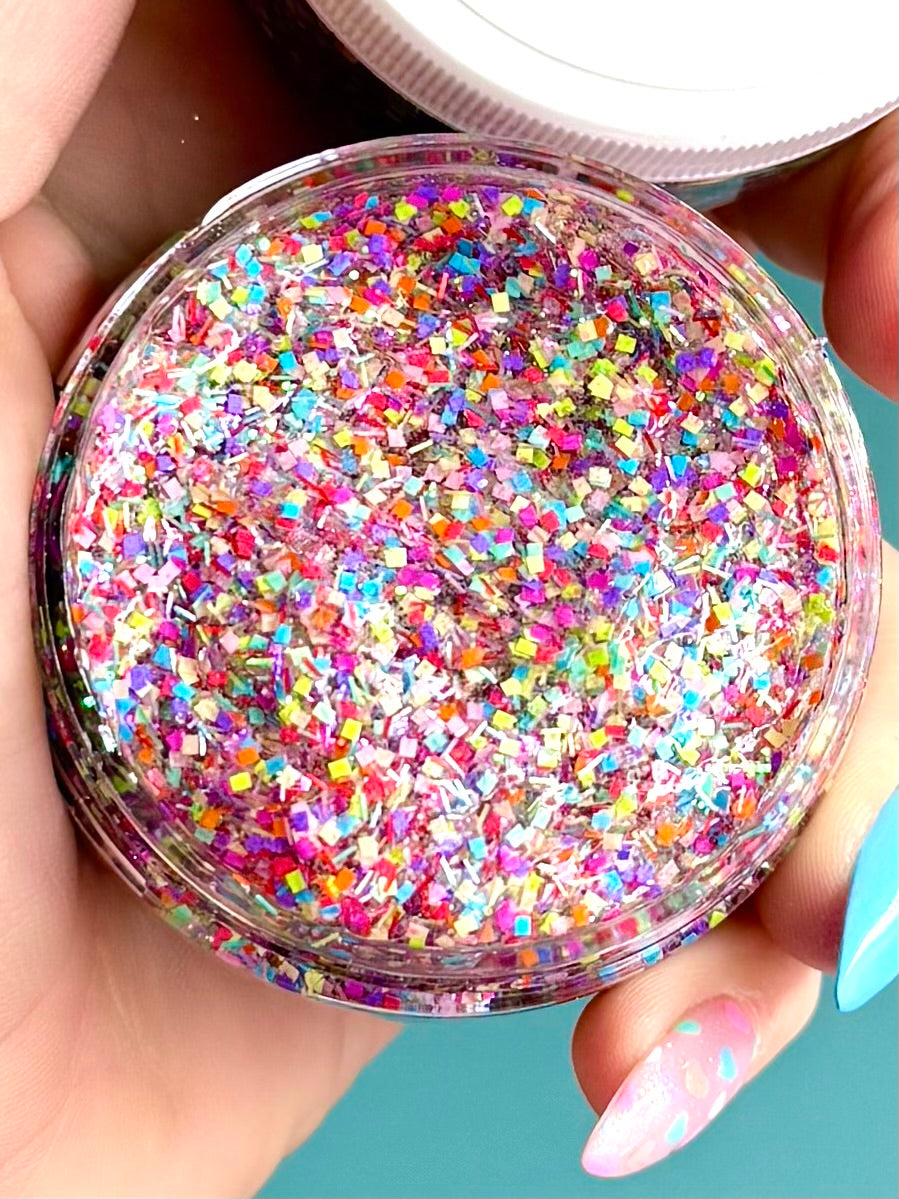 Rainbow Confetti Glittery Hair Gel