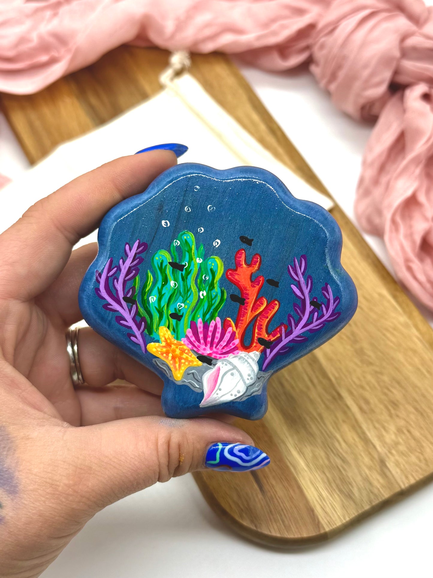 Hand Painted Wooden Shell