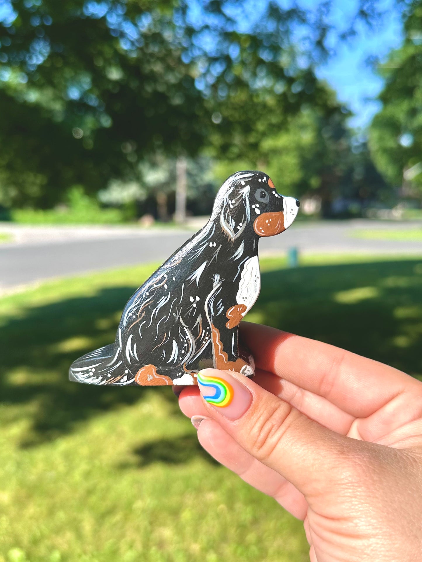 Hand Painted Wooden Bernese Mountain Dog