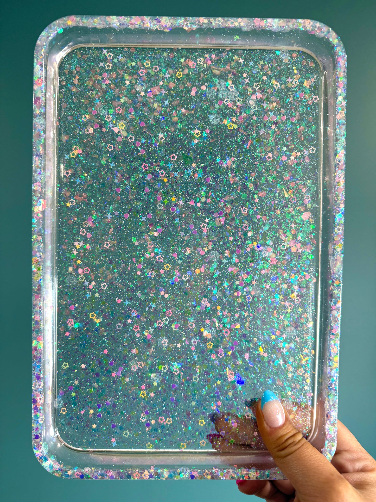 Clear Iridescent Rectangle Tray