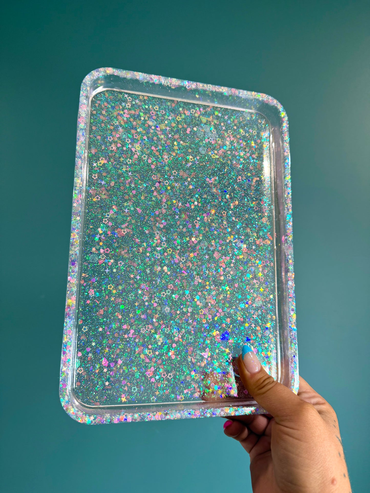 Clear Iridescent Rectangle Tray