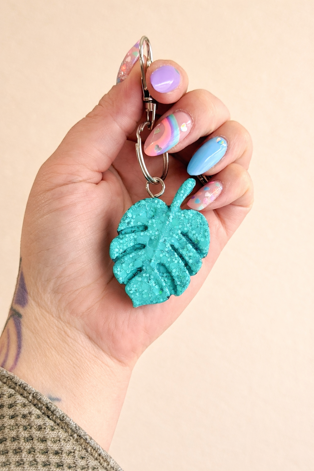 Monstera Leaf Keychain