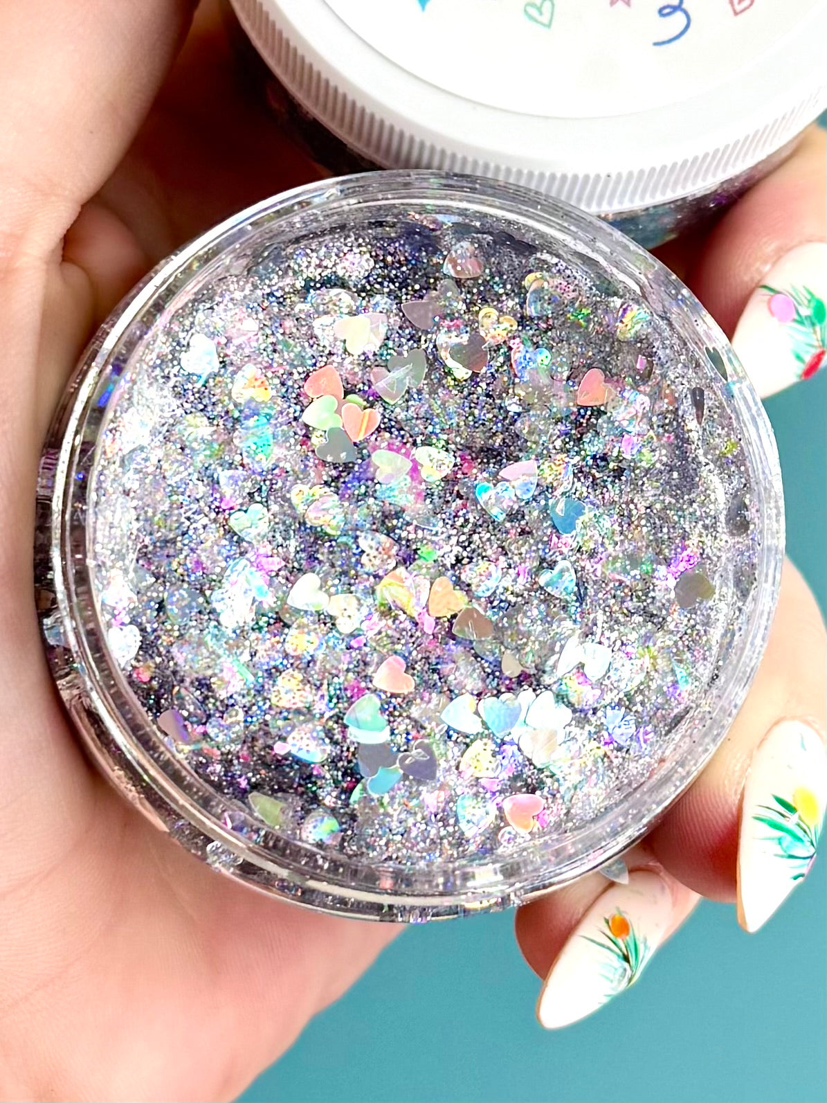 Holo Hearts Glittery Hair Gel