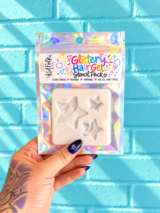 Glittery Hair Gel Stencil Pack – Reusable Hair Glitter Stencils