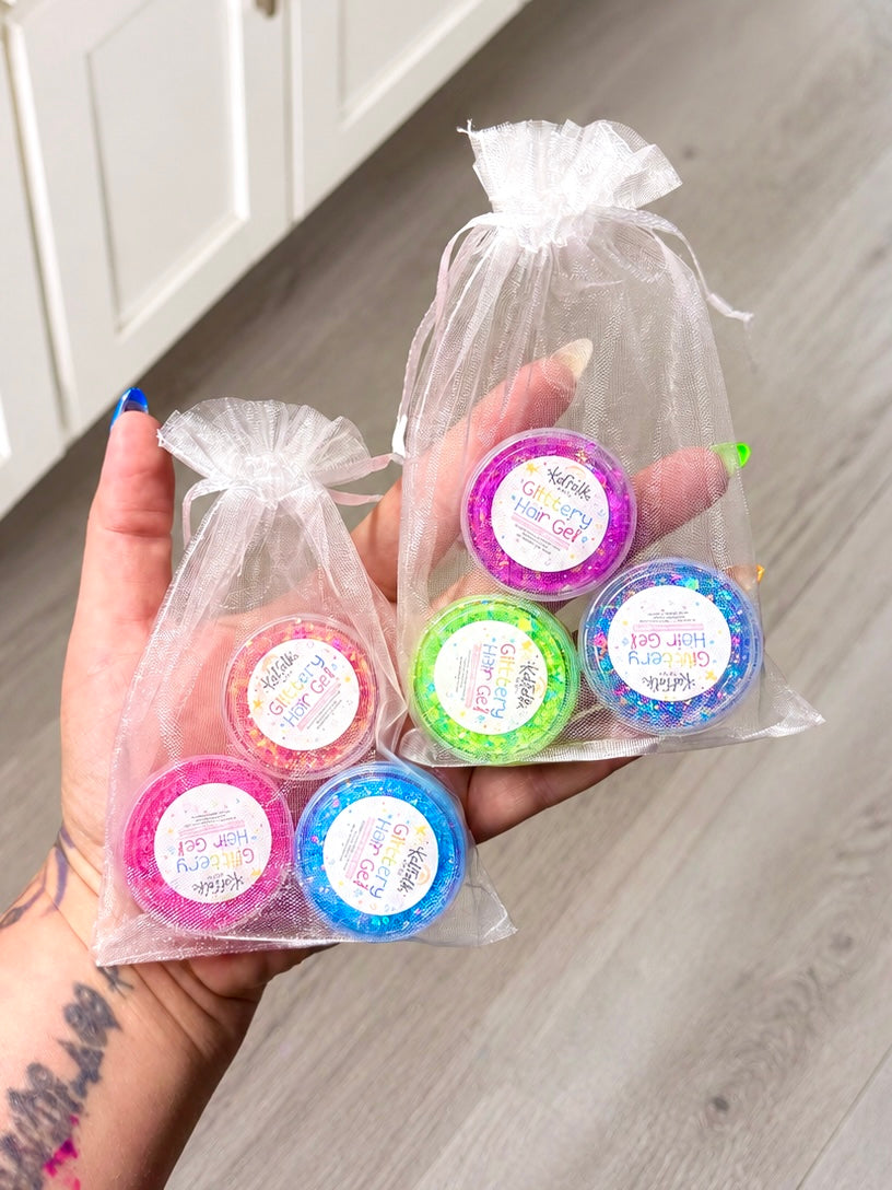 BUILD YOUR OWN Glittery Hair Gel Mini Trio Pack