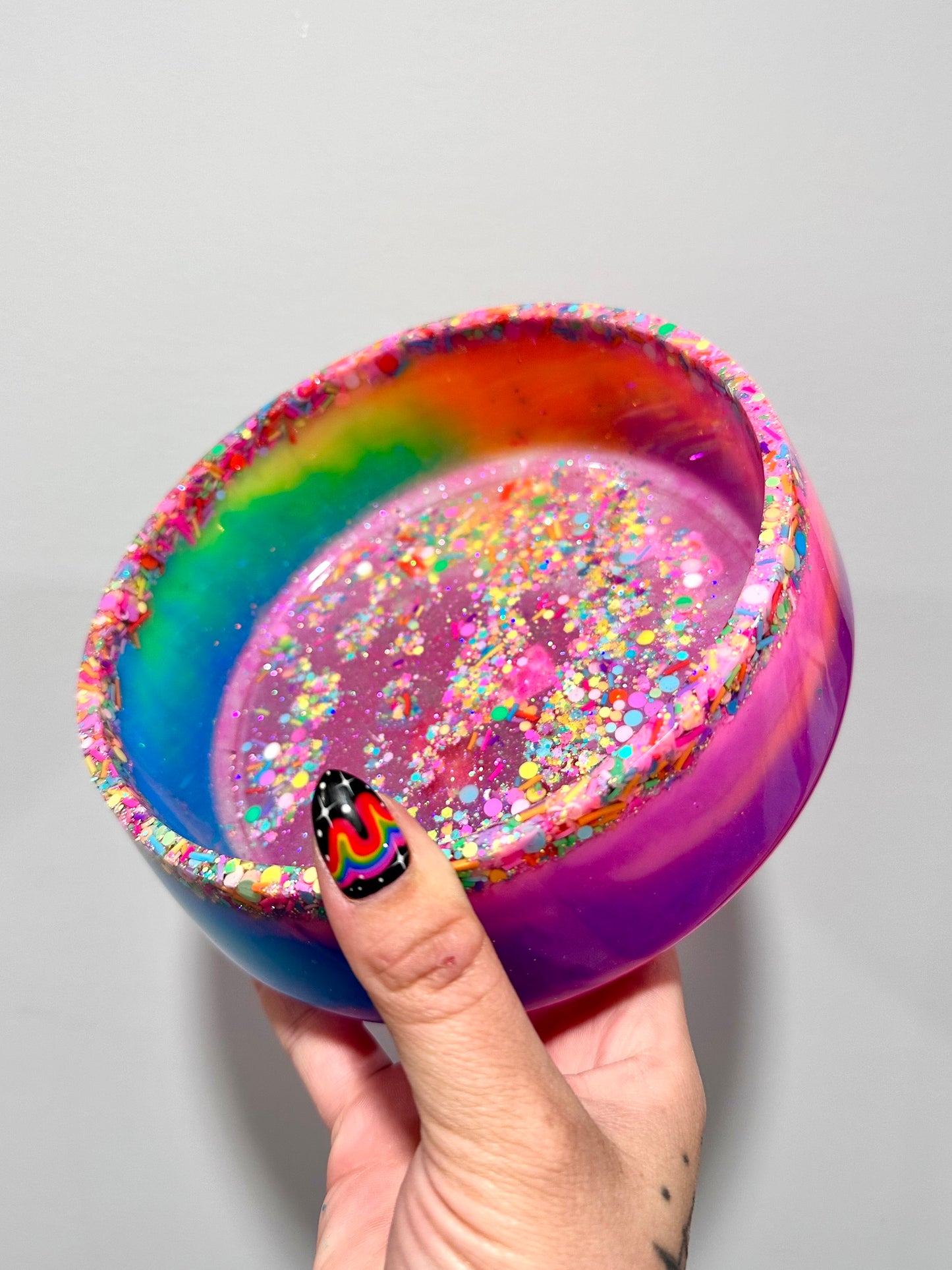 Large Rainbow Resin Bowl