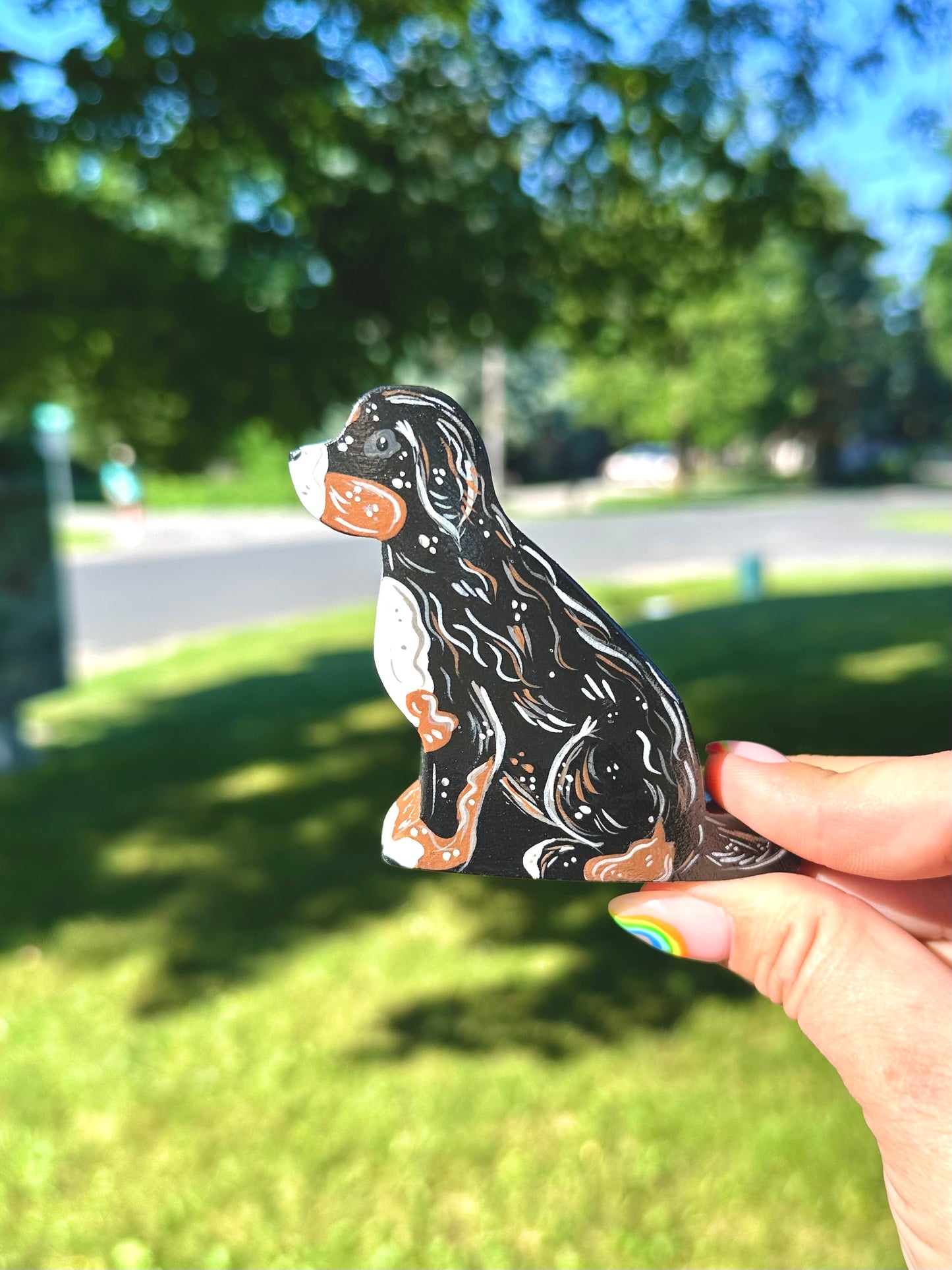 Hand Painted Wooden Bernese Mountain Dog