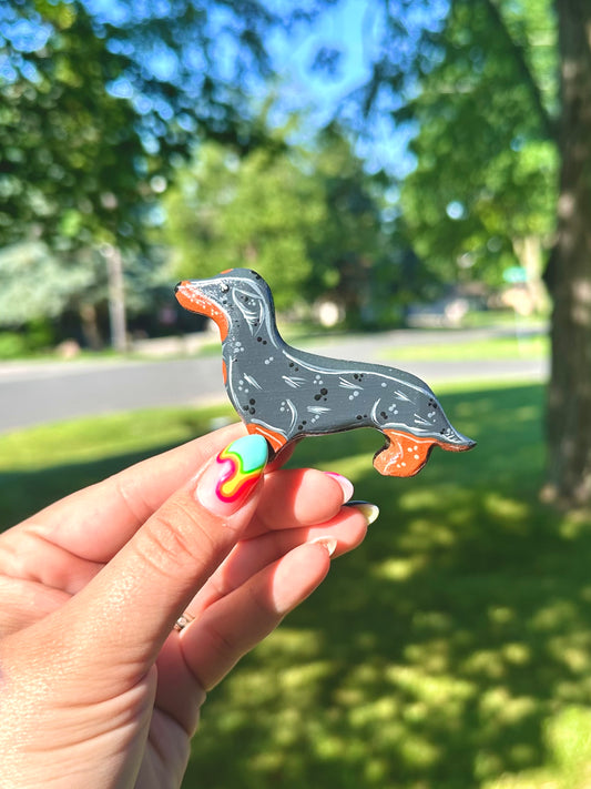 Hand Painted Wooden Dachshund-Black & Tan