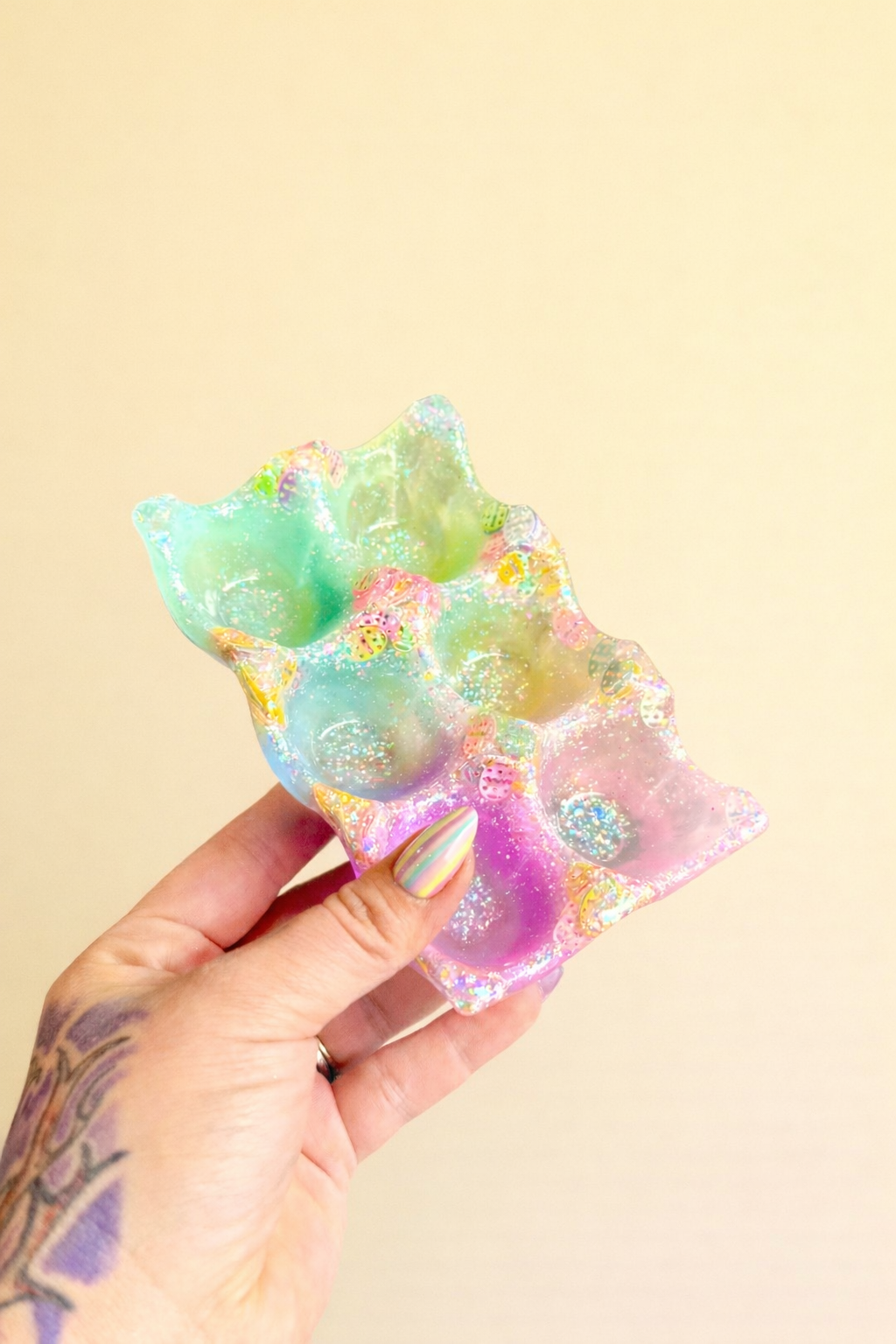 Resin Rainbow Easter Egg Holder