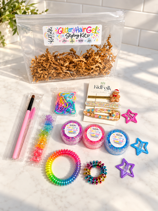 Glittery Hair Gel Styling Kit-Kids Hair Accessories