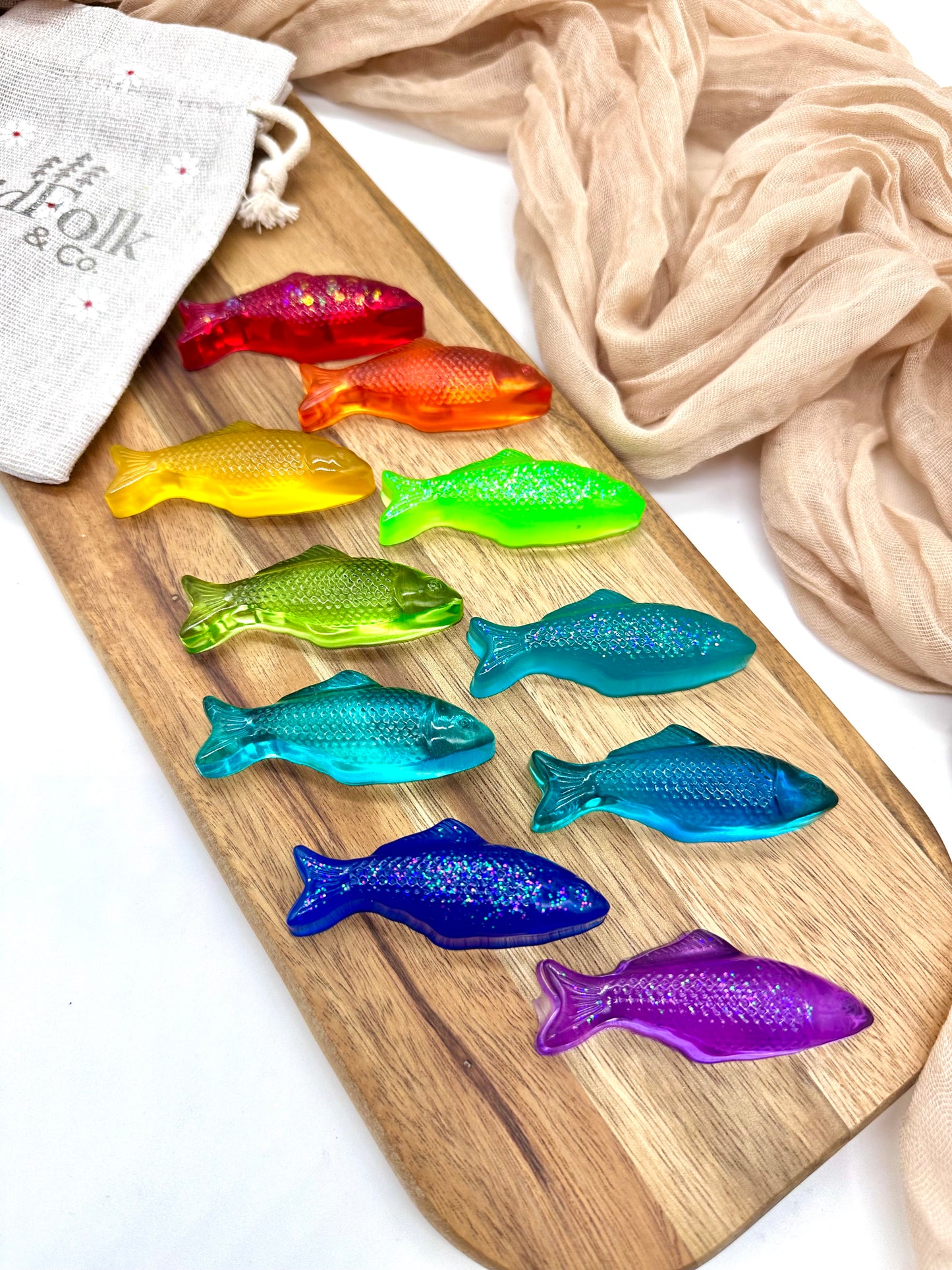 Resin Rainbow Fish Counters 🐟