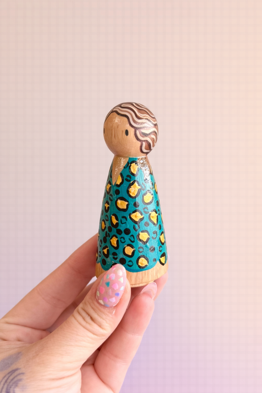 Cheetah Dress Peg Doll