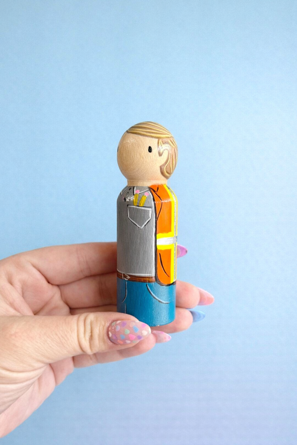 Construction Worker Peg Doll