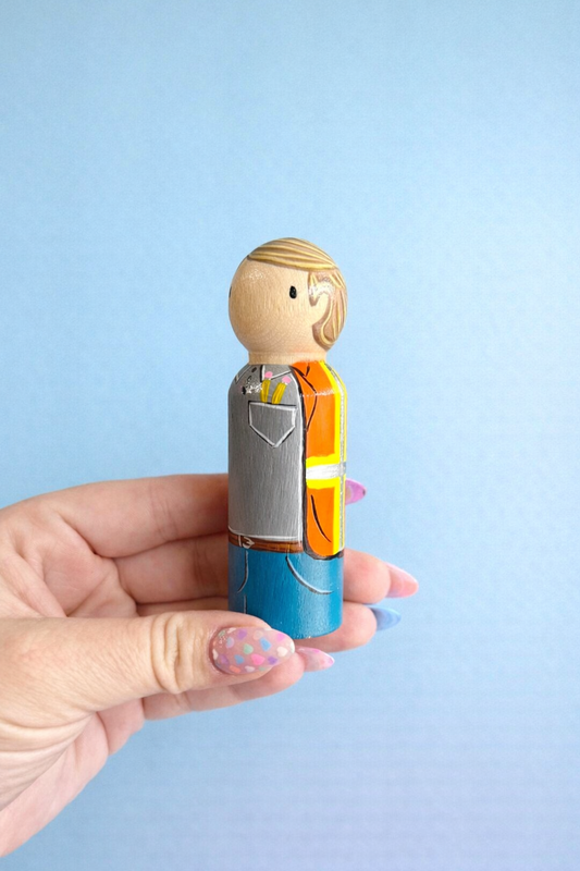 Construction Worker Peg Doll