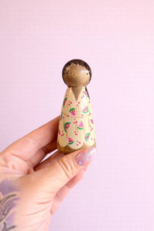 Watermelon Dress Peg Doll