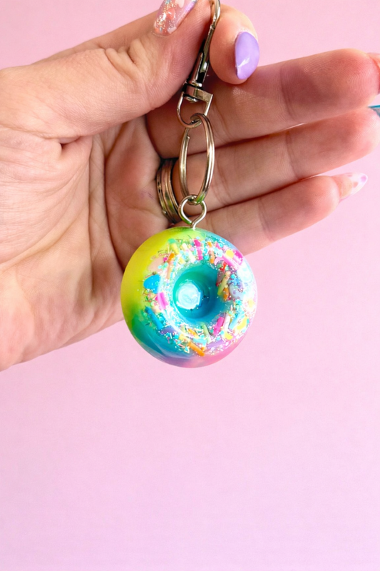 Rainbow Donut Keychain