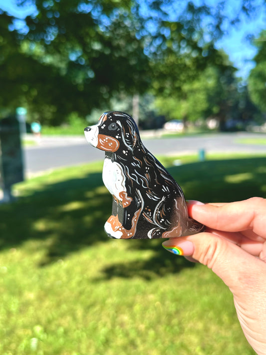 Hand Painted Wooden Bernese Mountain Dog