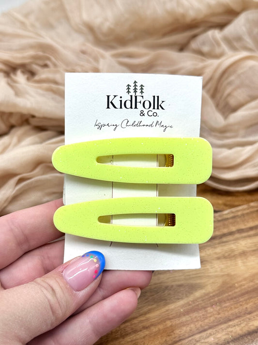 Neon Yellow Barrettes-2 Pack