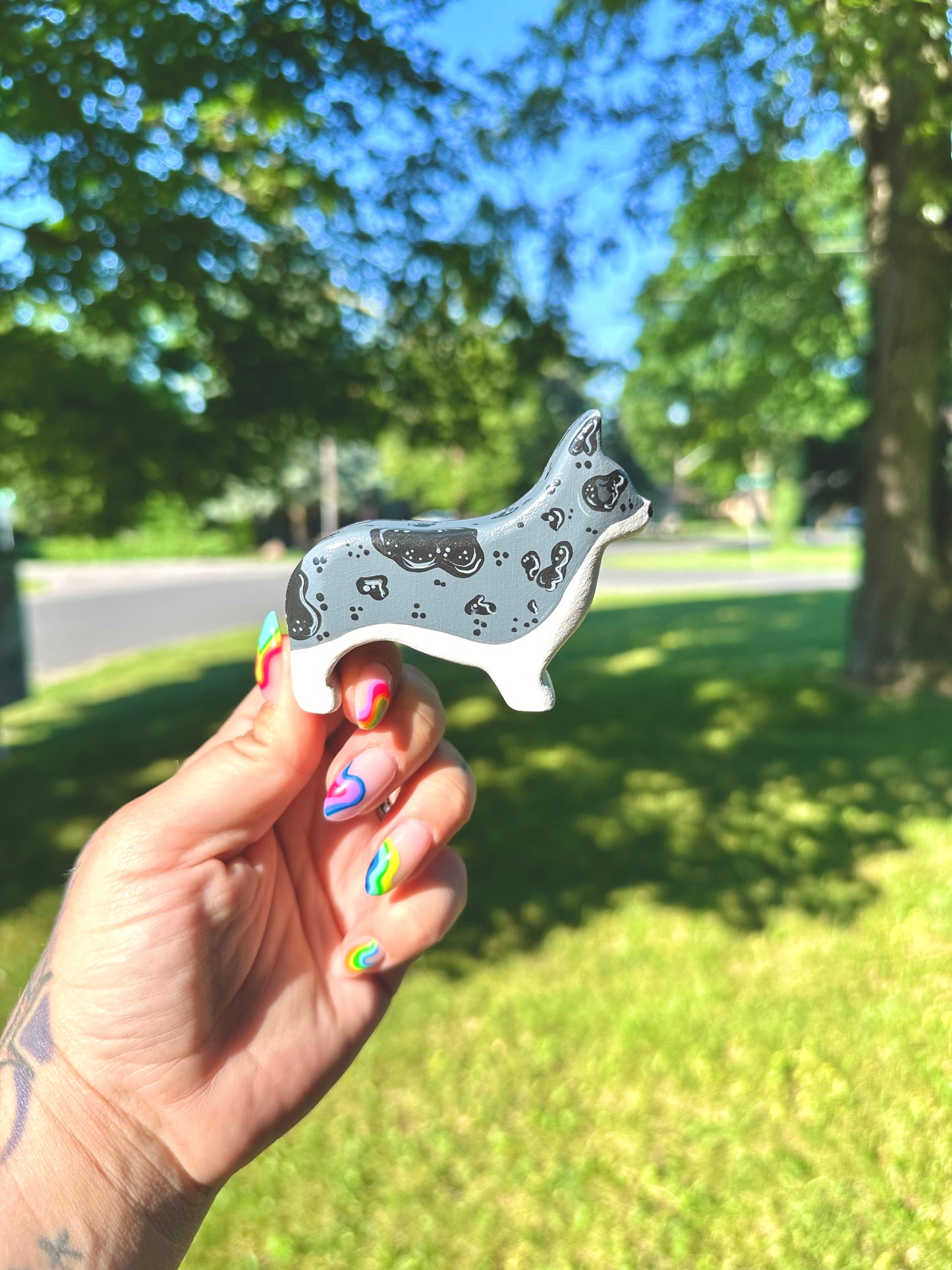 Hand Painted Wooden Corgi