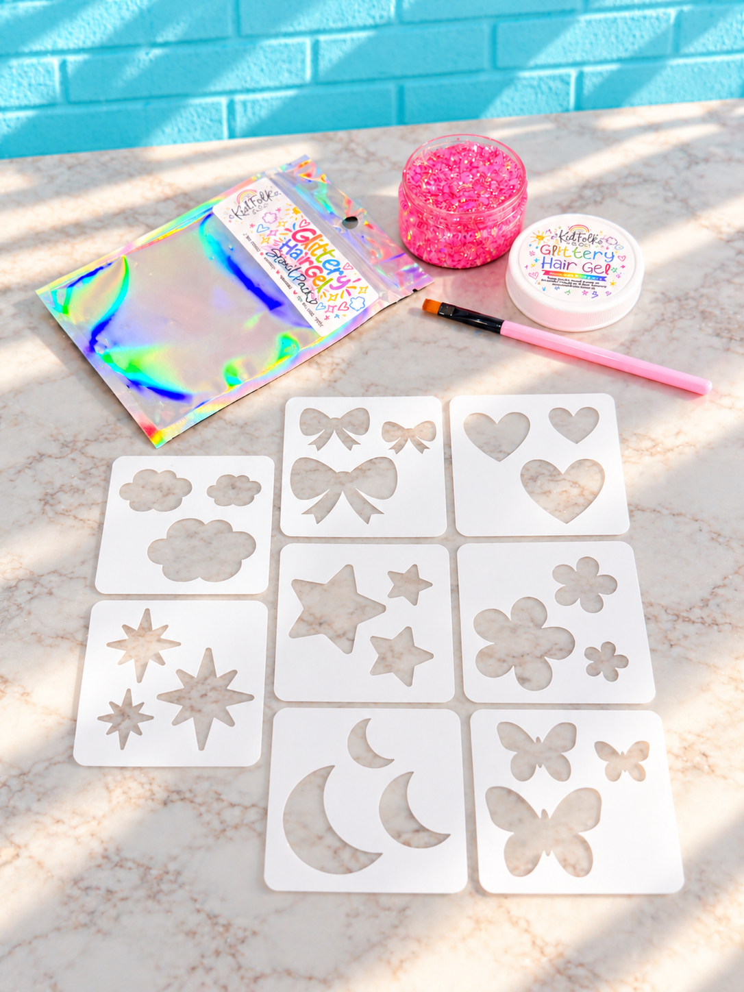 Glittery Hair Gel Stencil Pack – Reusable Hair Glitter Stencils