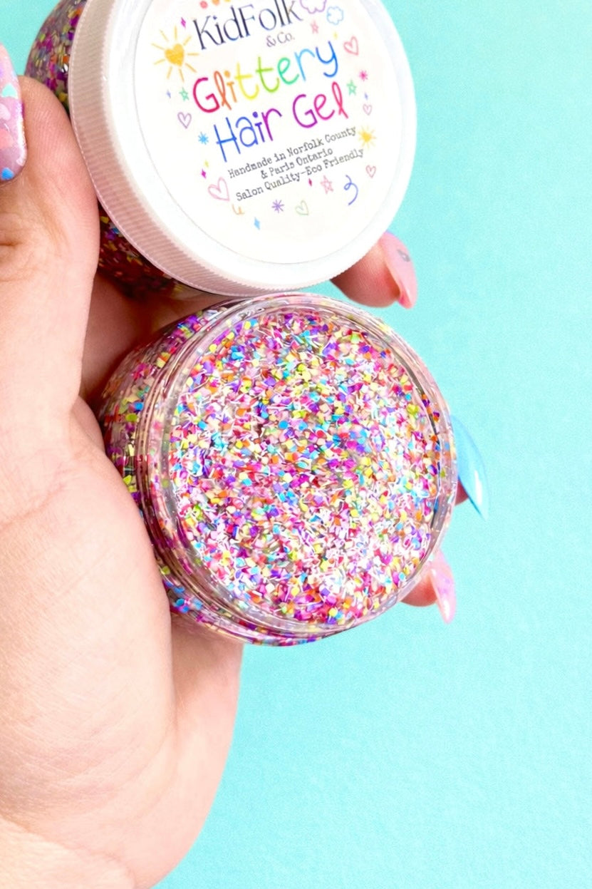 Rainbow Confetti Glittery Hair Gel