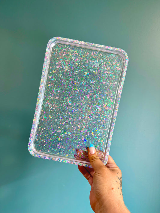 Clear Iridescent Rectangle Tray