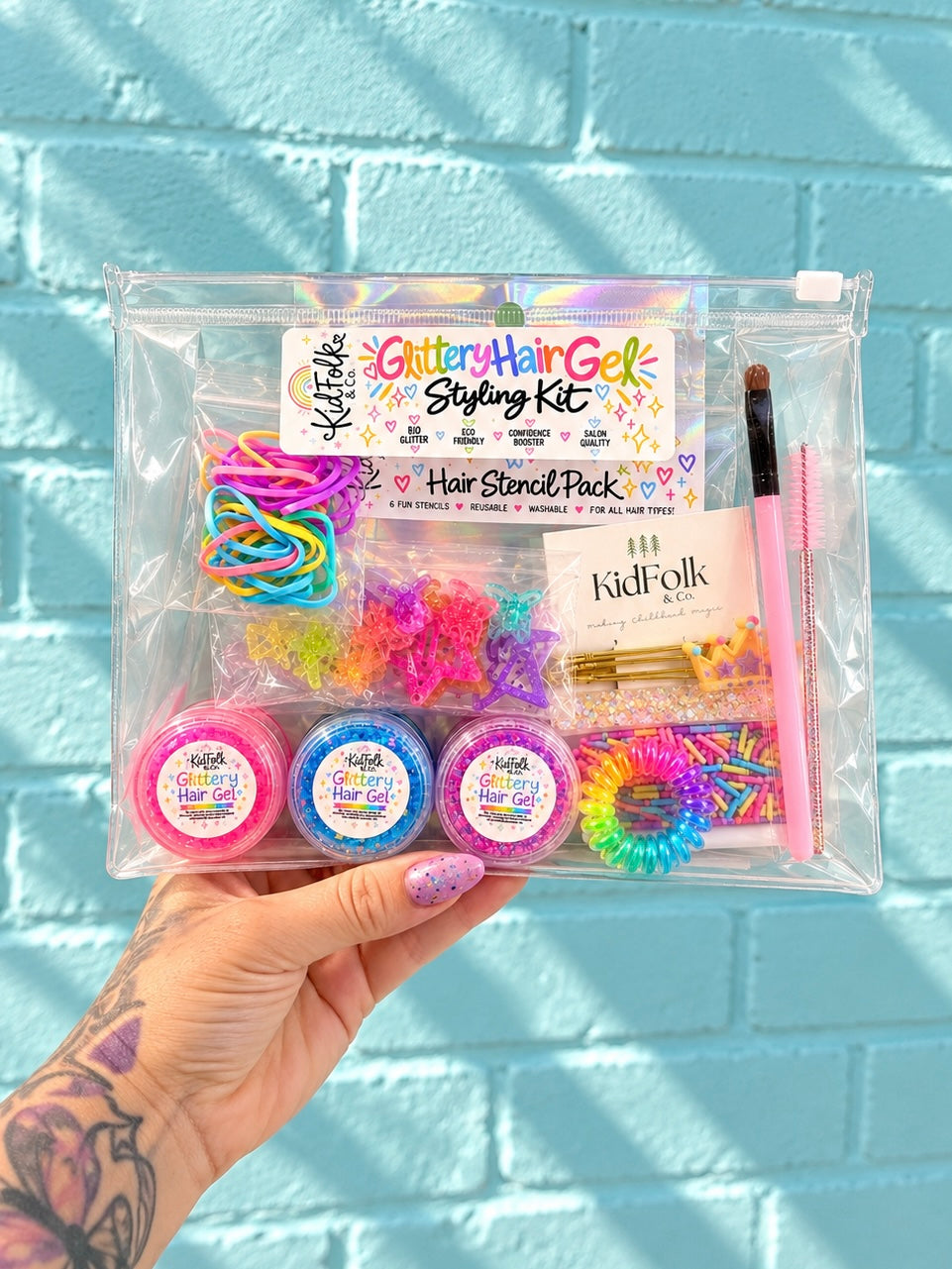 Glittery Hair Gel Styling Kit-Kids Hair Accessories
