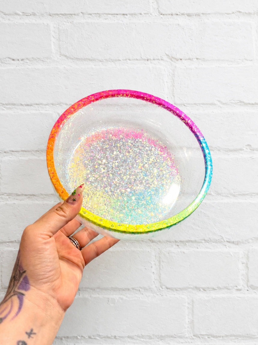 Neon Rainbow Rim Large Bowl