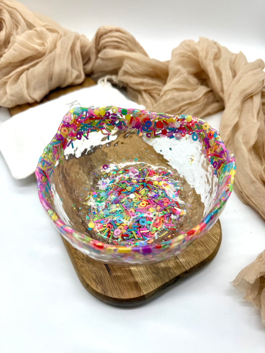 Clear Sprinkle Resin Bowl