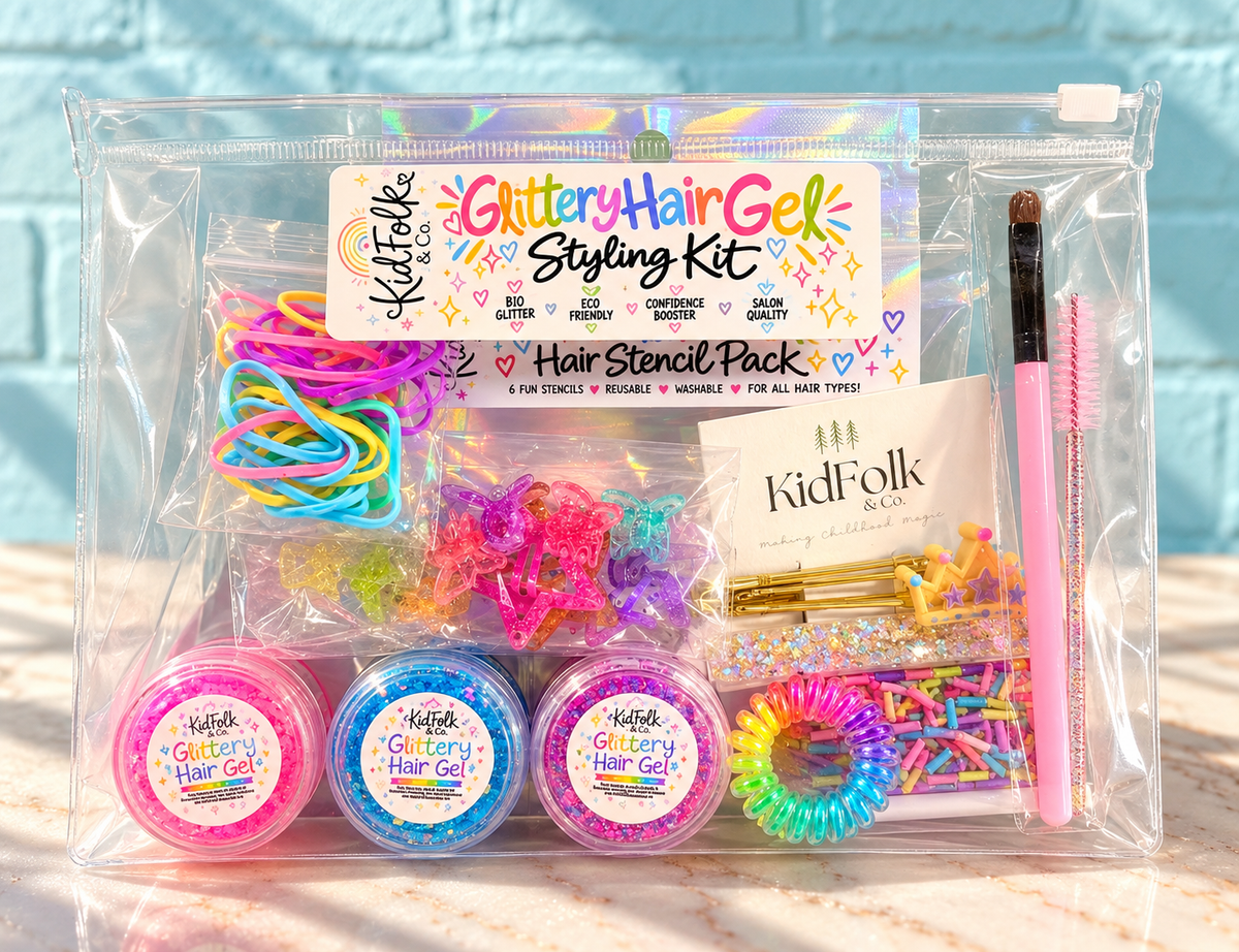 Glittery Hair Gel Styling Kit-Kids Hair Accessories