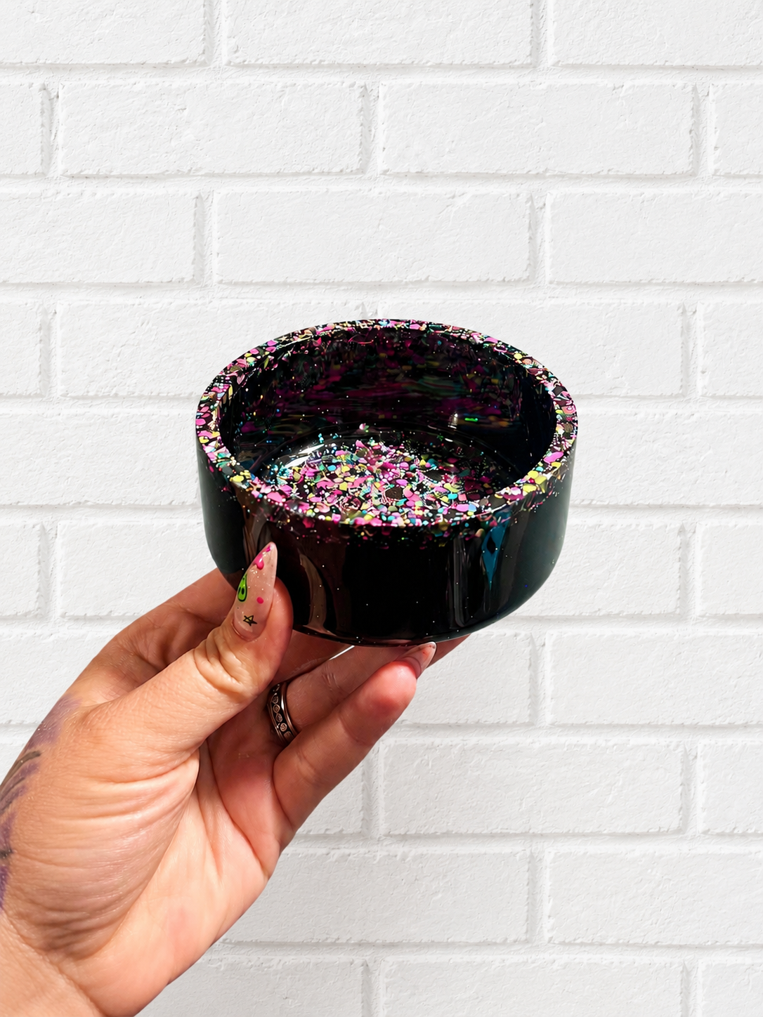 Neon Glitter + Black Small Bowl