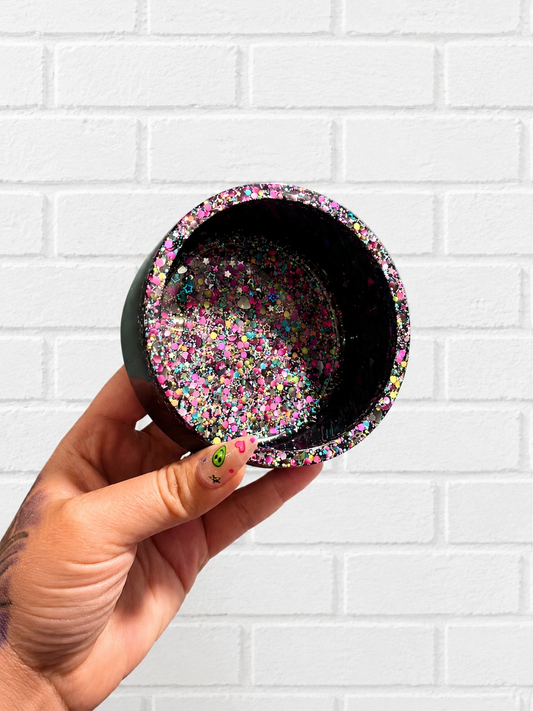 Neon Glitter + Black Small Bowl