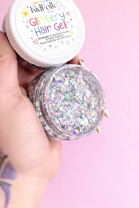 Holo Hearts Glittery Hair Gel