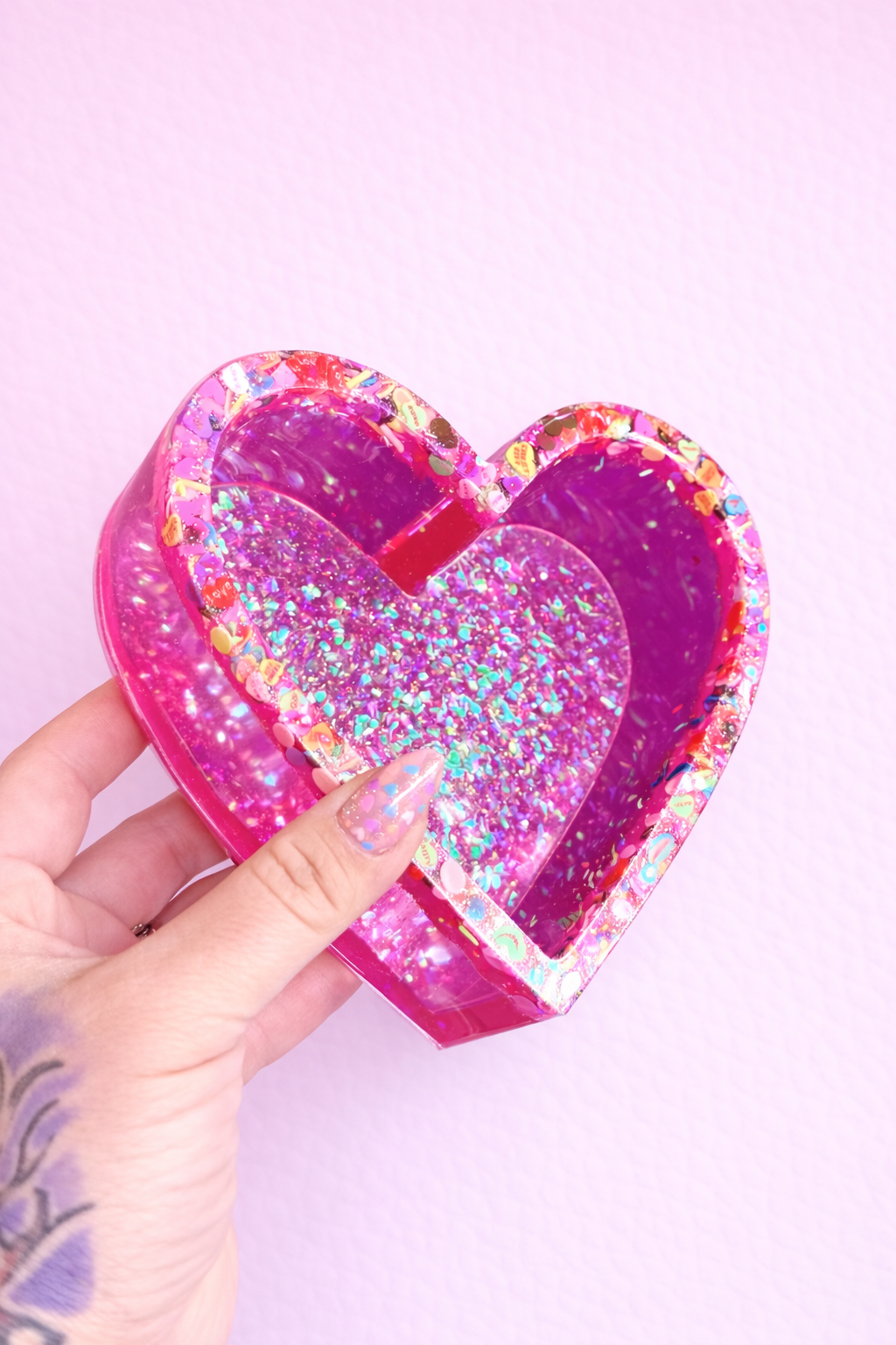 Pink Valentines Sprinkle Heart Tray