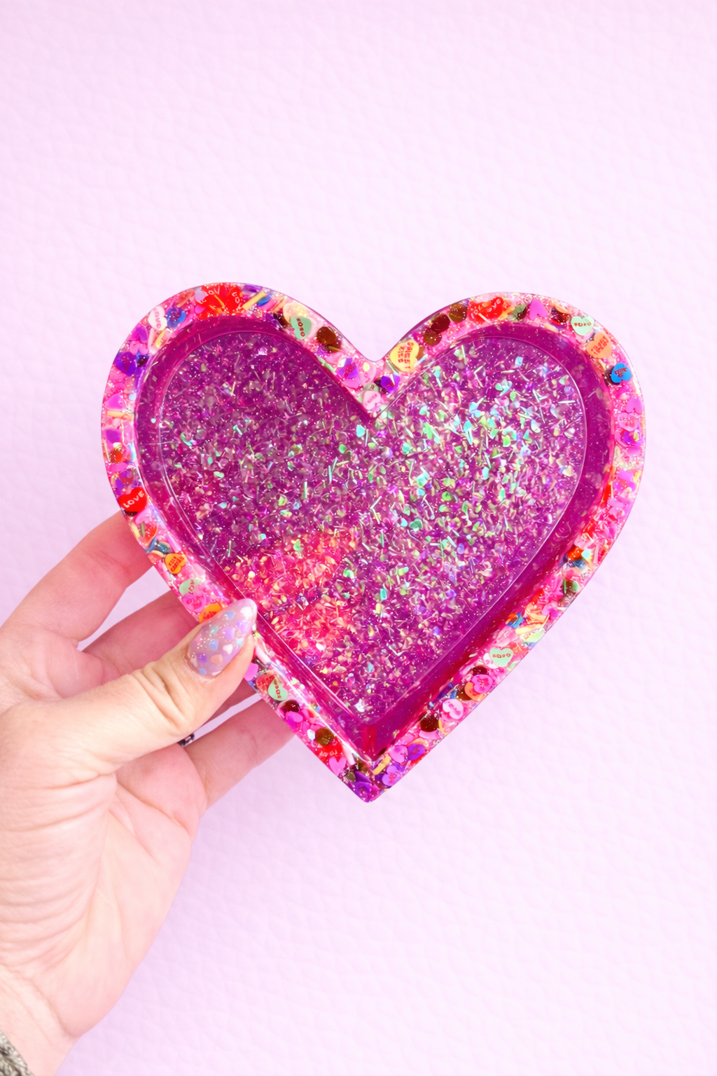 Pink Valentines Sprinkle Heart Tray