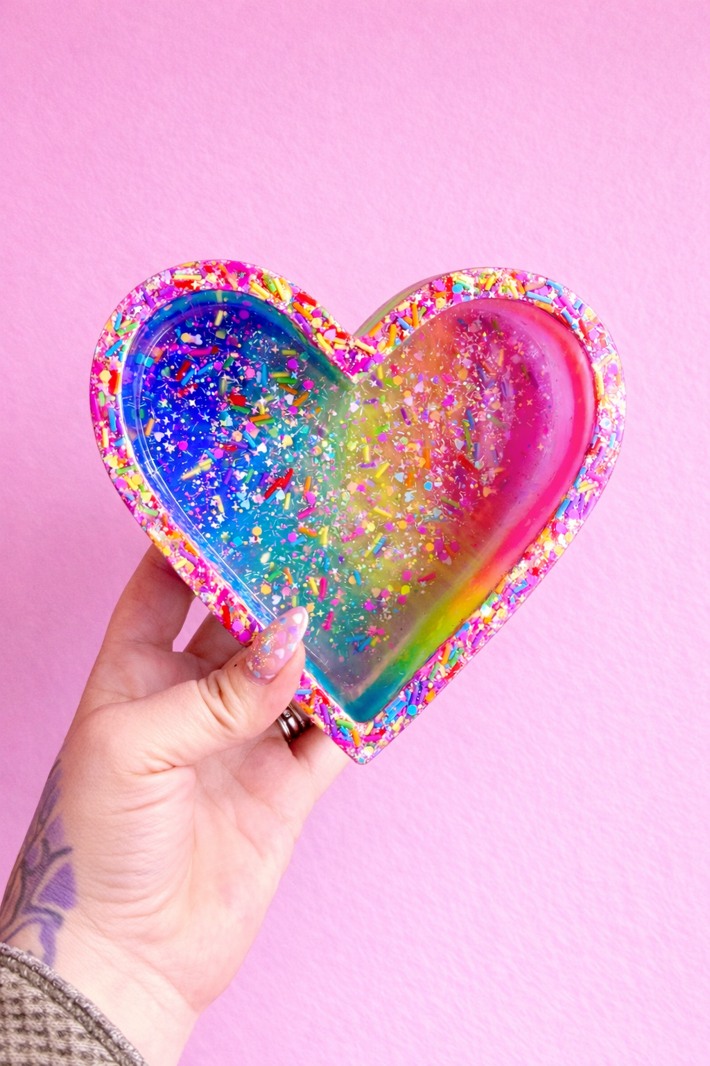 Rainbow Sprinkle Heart Tray