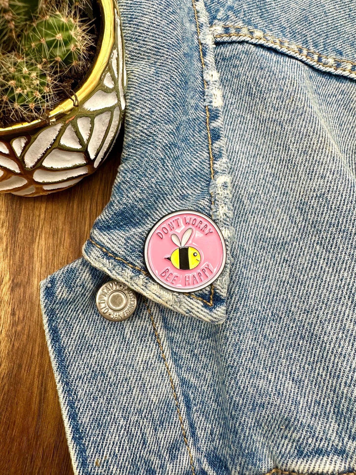 Bee Happy Enamel Pin